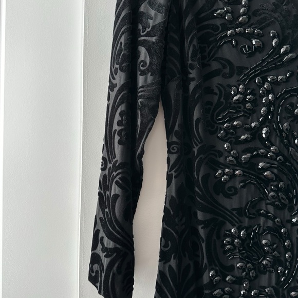 Cache Black Velvet and Beaded evening long sleeve Dress - Picture 4 of 6
